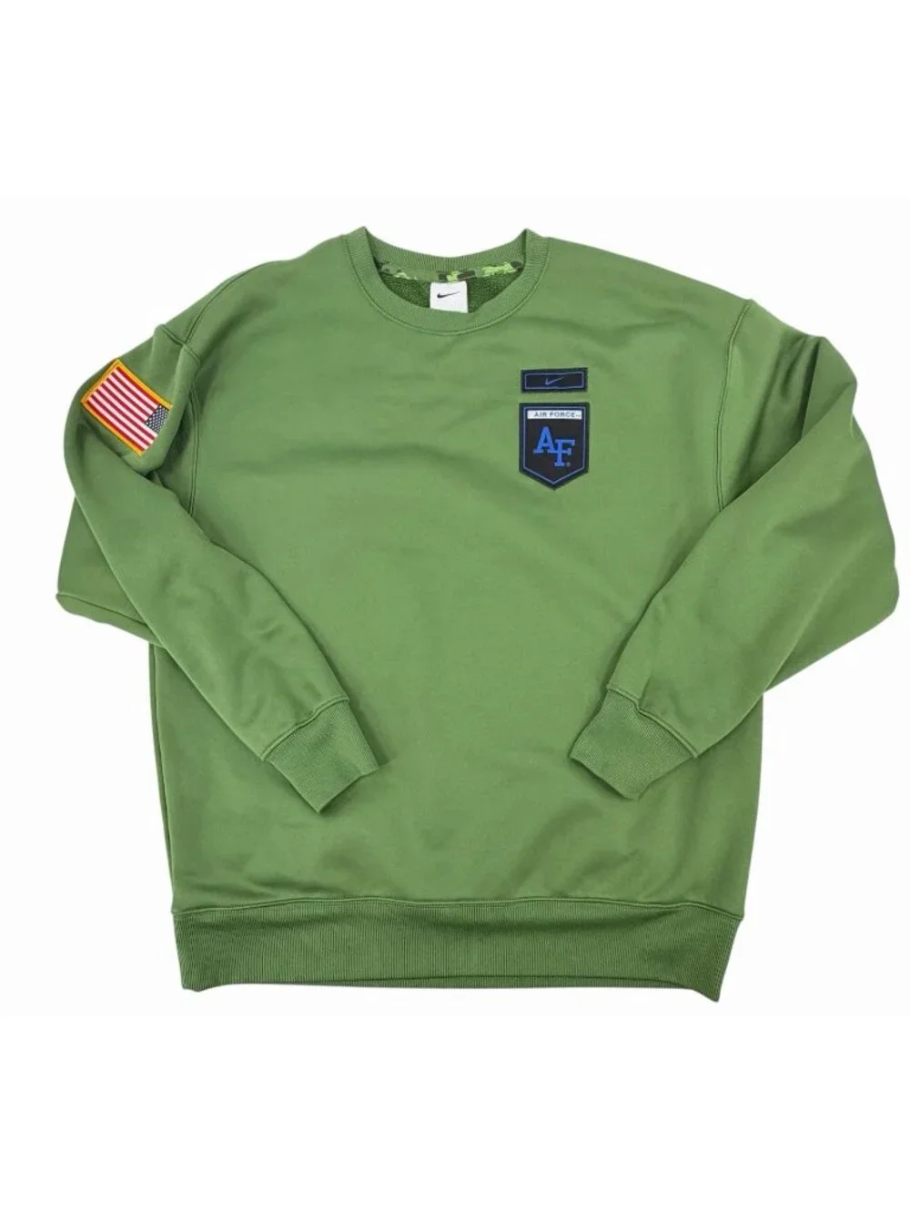 NIKE Men's Green Air Force Academy Crewneck Embroidered Patch Sweatshirt Small